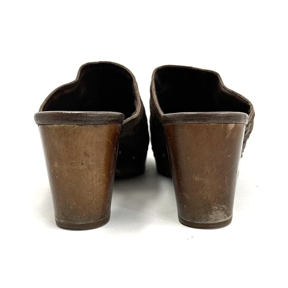 Ugg | Vivica Brown Woven Leather Wooden Clog Size US 8 - Picture 5 of 13